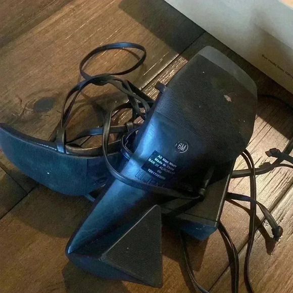 Bar III Womens Auroraap black Faux Leather Cone Heel Strappy Sandals tieup - Picture 3 of 4